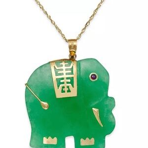 Vibrant Green and Gold Elephant Charm Necklace